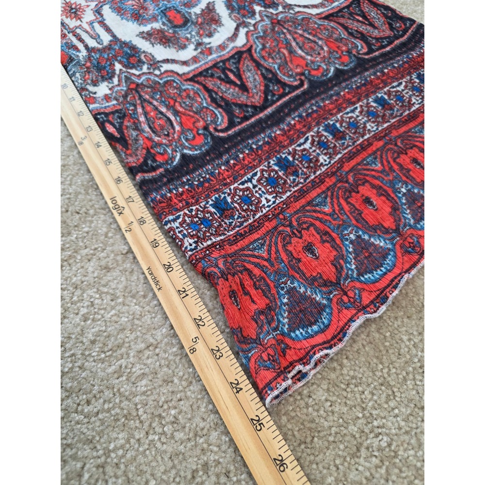 Free People Boho Paisley Wide Leg Palazzo Pants Red Blue Cream Gauze Large - Picture 4 of 10